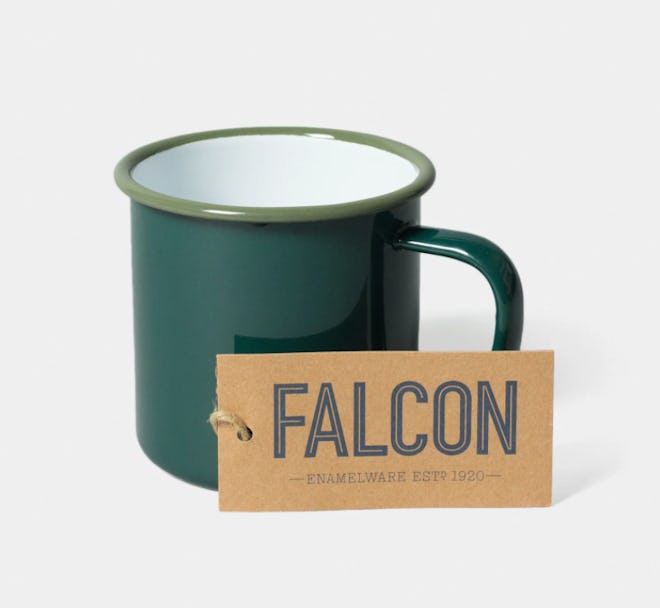 Falcon Enamelware mug in samphire green