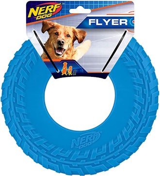 blue nerf atomic flyer dog toy ring