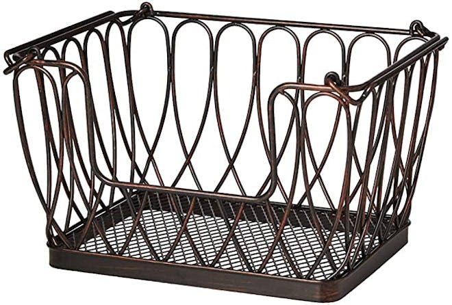 stacking metal basket with loop and lattice design