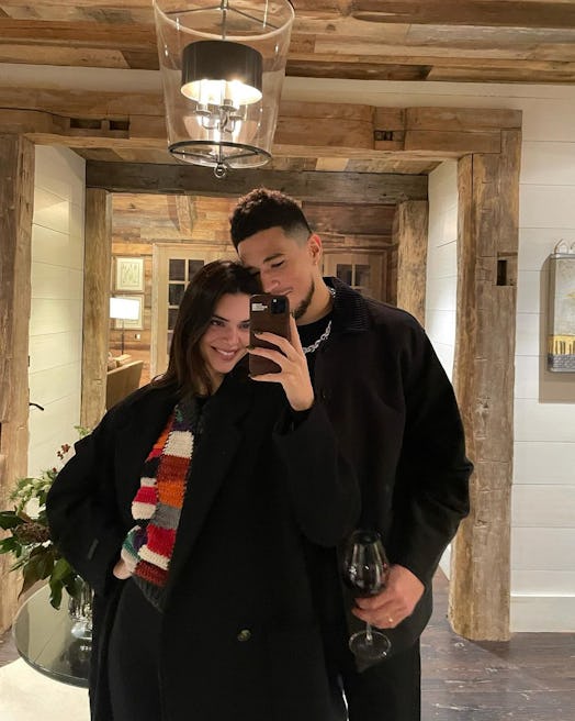 Kendall Jenner taking a mirror selfie with her then-boyfriend Devin Booker