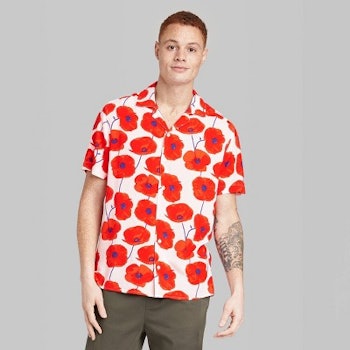 Target Floral Print Short Sleeve Button-Down Shirt