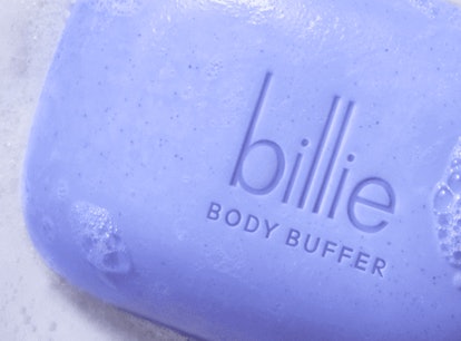 The billie buffer bar is an exfoliating soap bar that helps keep skin smooth.