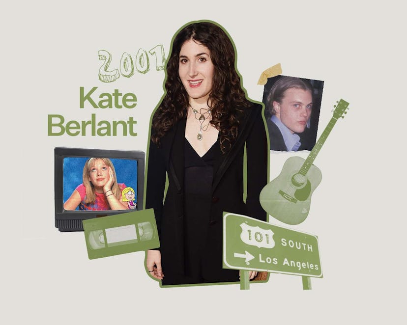 A collage with Kate Berlant, with a photo of John Early, Lizzie McGuire on an old TV and a guitar ne...
