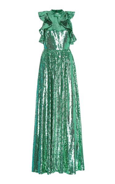 Ruffled Sequin Gown