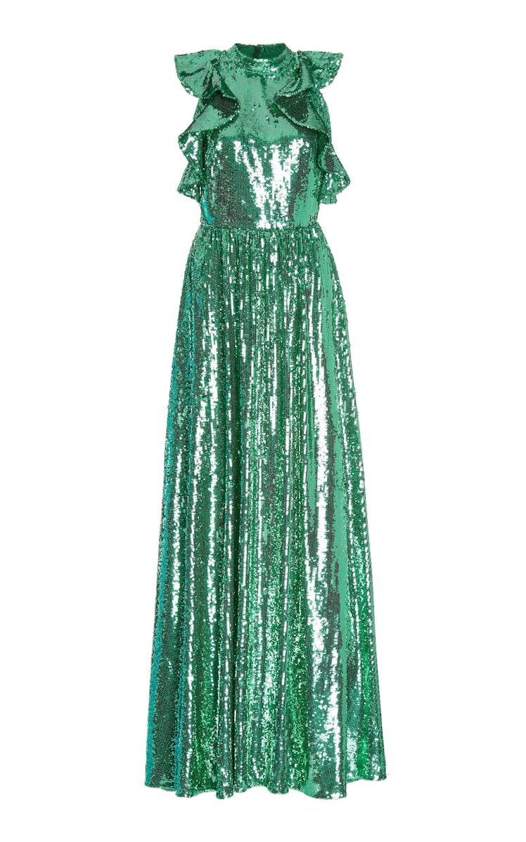 Ruffled Sequin Gown