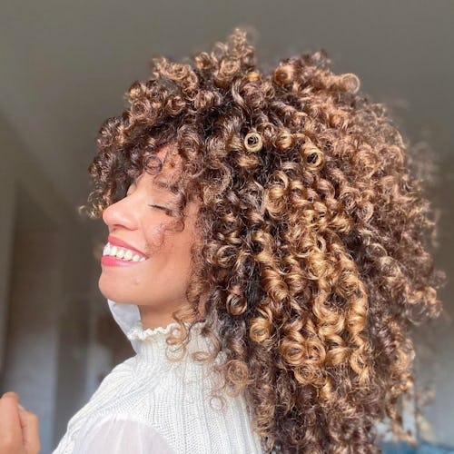 dry hair woman with curly hair
