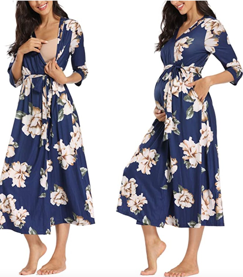 JK Unicorn Long Floral Maternity Robes