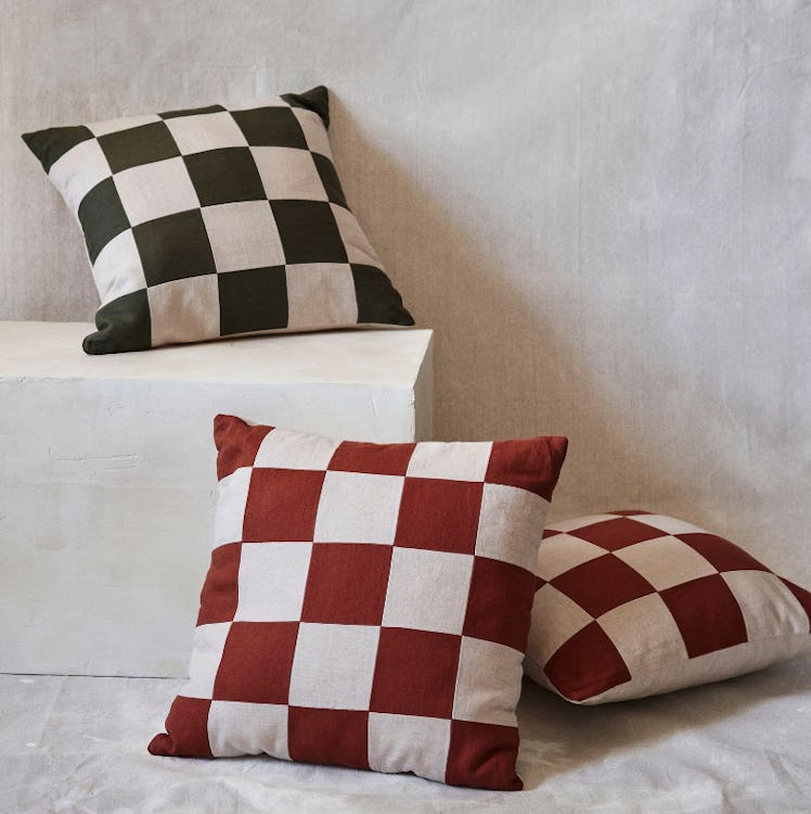 Aimee Song Creator Collab - Washed Linen Checkerboard Pillow Cover