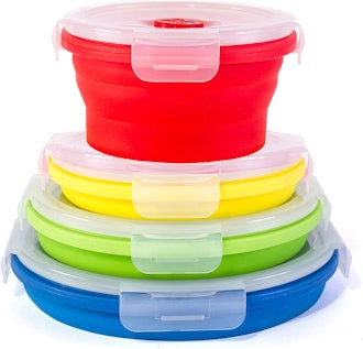 Kitchen + Home Thin Bins Collapsible Silicone Food Storage Containers (4-Pack)