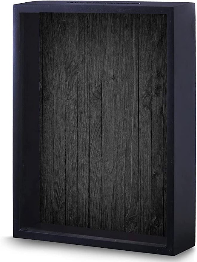 empty black wooden shadow box