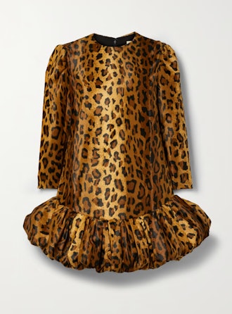 Lorie leopard-print cotton-blend velvet mini dress