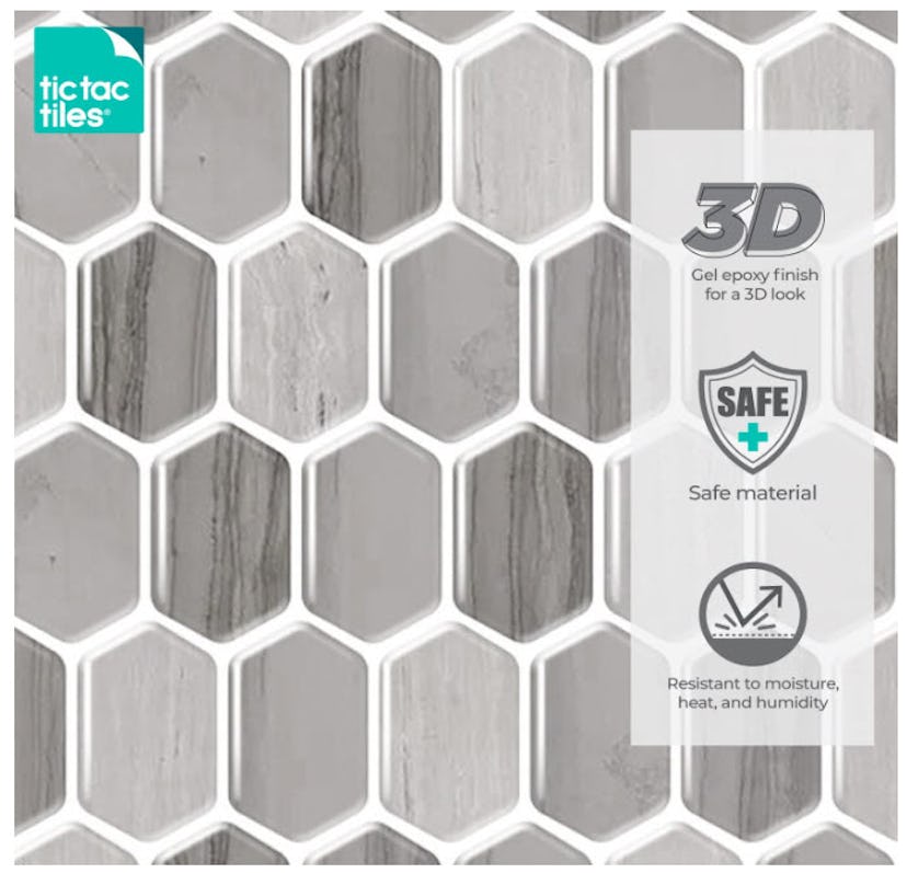 Tic Tac Tiles 6-Sheet Peel and Stick Tile Backsplash Kitchen