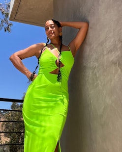 Tracee Ellis Ross' H&M green cutout dress