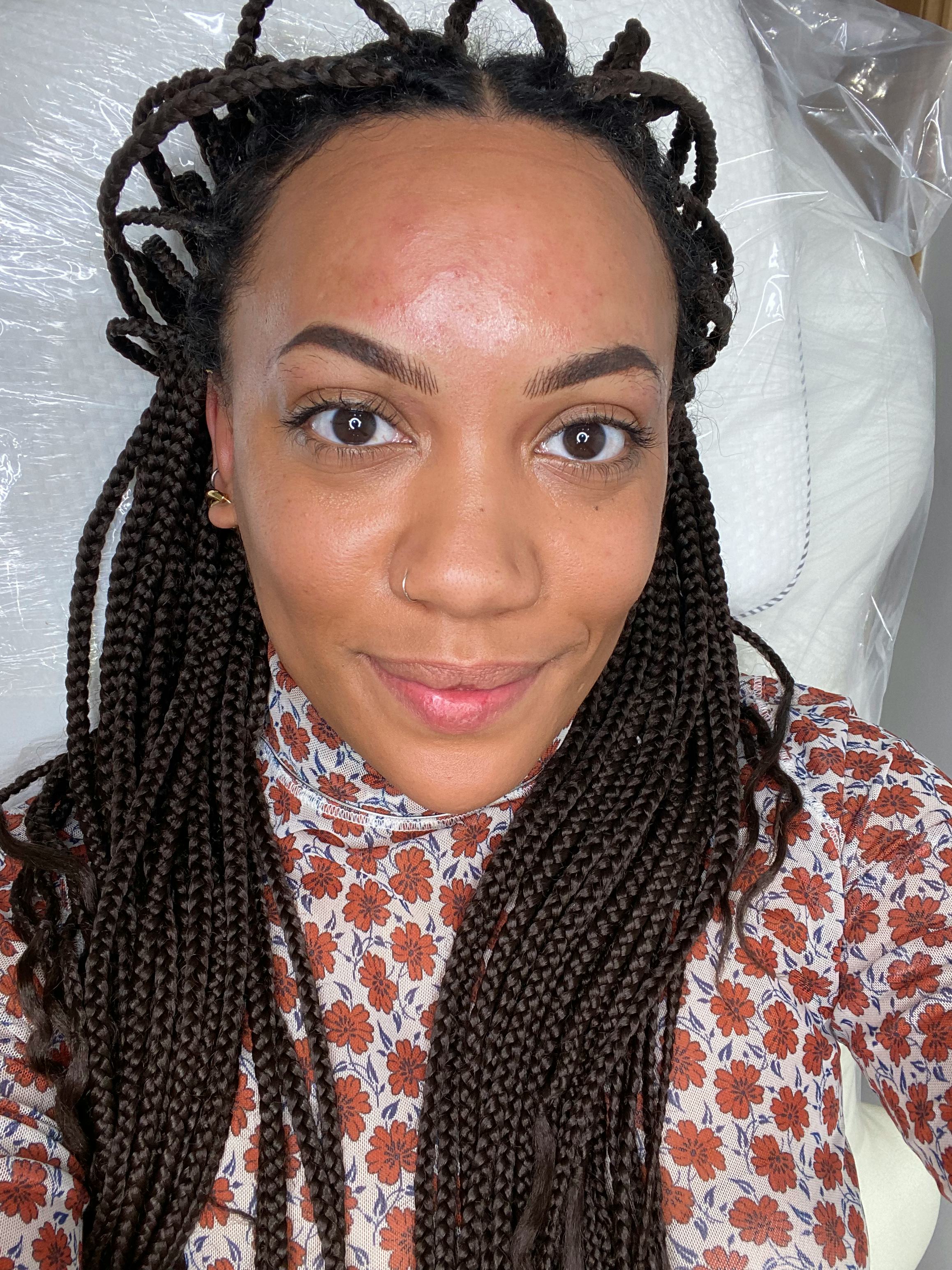 Jessica Morgan with her newly microbladed brows.