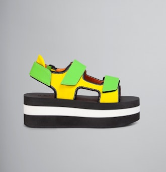 Yellow And Green Technical Fabric Sandal