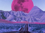 A pink moon behind purple mountains ahead of July 2022's retrograde planets.