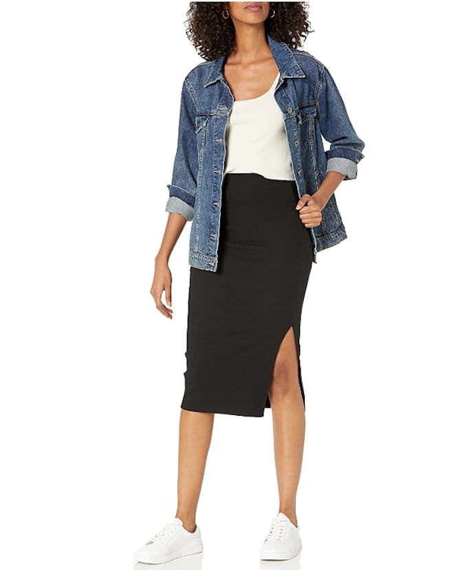 The Drop Veronique High Waist Slit Skirt