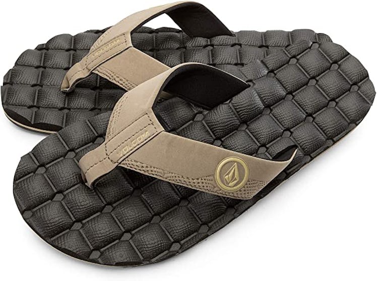 The Volcom Flip Flops For Sweaty Feet have a quilted footbed design to create airflow and prevent sl...