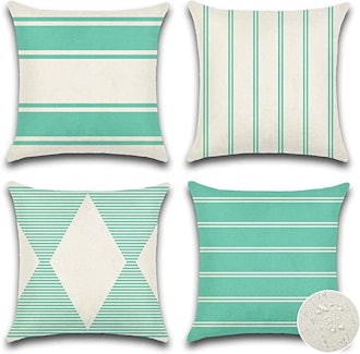 geometric throw pillow covers in teal