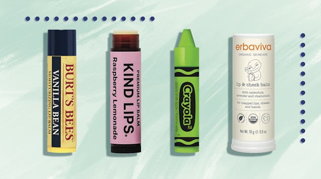 Lip balms for babies and toddlers: Burt's Bees lip balm, Kind Lips lip balm, Crayola lip balm and Er...