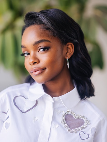 Photo of actor Marsai Martin looking calm and relaxed after meditation