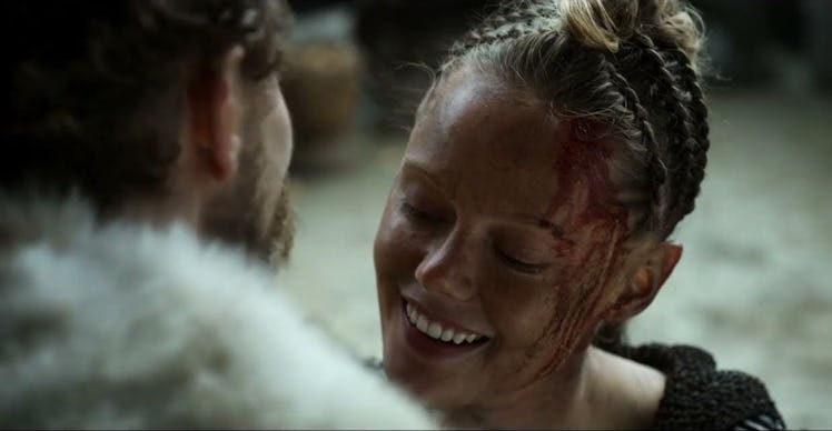 Frida Gustavsson and Leo Suter as Freydis and Harald in Vikings: Valhalla