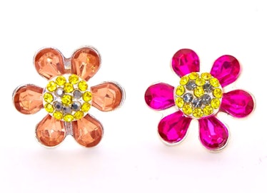 Peach And Pink Happy Flower Earrings