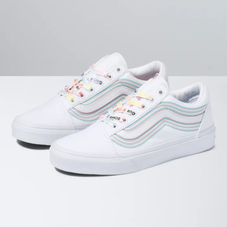 A pair from sneakers from Vans, a brand that supports LGBTQ+ communities