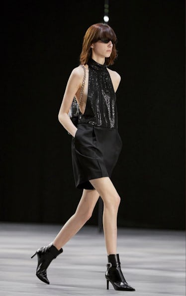 a model walking at celine