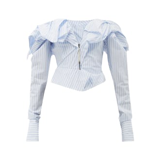 Vivienne Westwood Drunken Striped Cotton-Poplin Corset Top