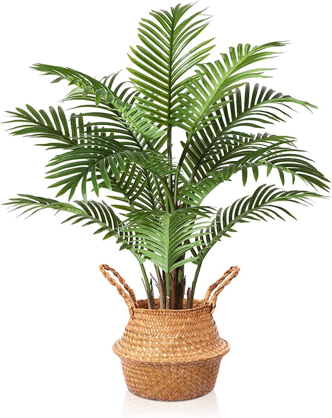 faux palm tree in basket