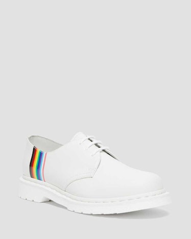 Pride leather loafers from Dr. Martens, a brand supporting LGBTQ+ communities