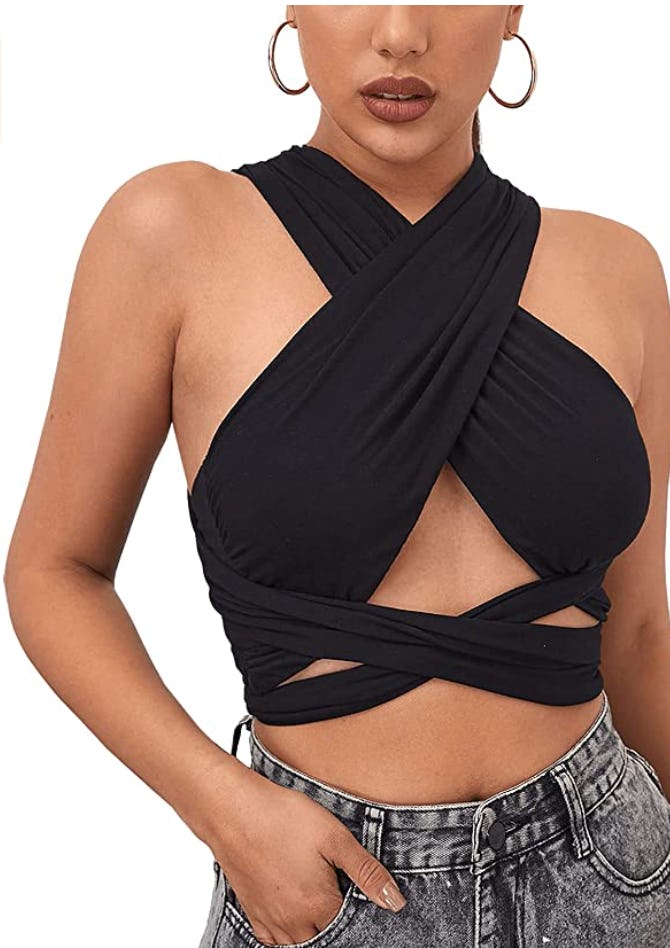 Elfurie Criss Cross Halter Top