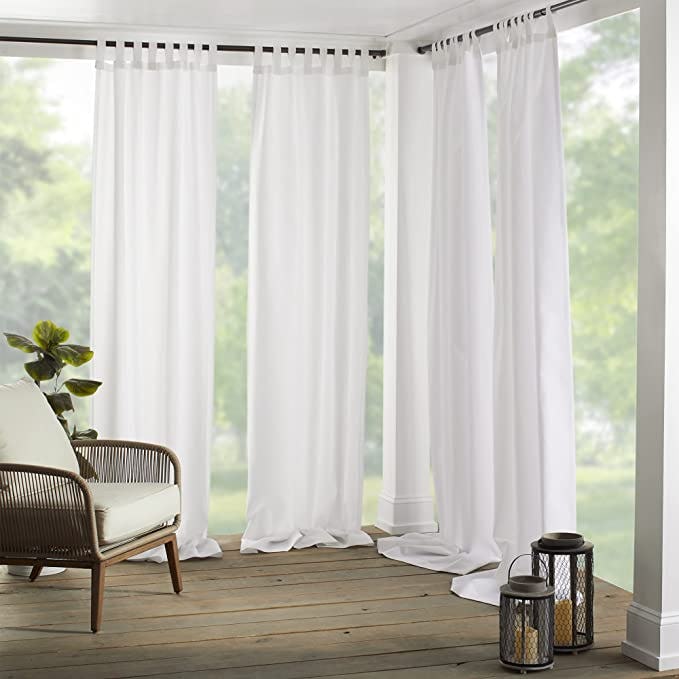white curtain panels