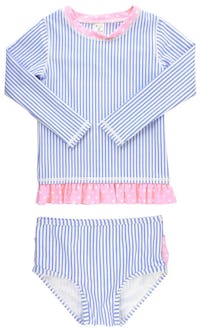 RuffleButts Girls Rash Guard 2-Piece Swimsuit Set