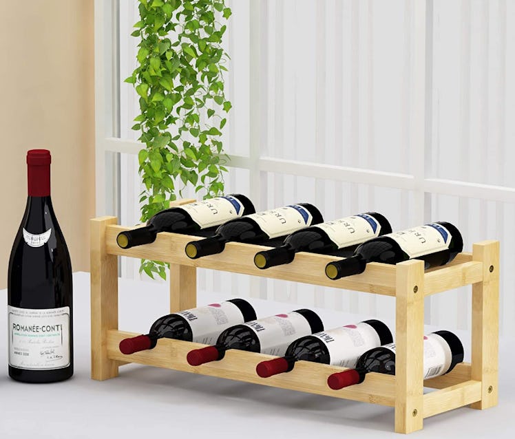 BAMEOS 2-Tier Bamboo Wine Rack