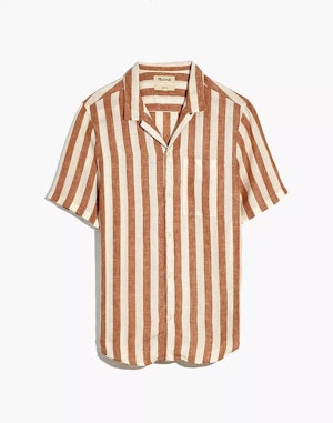 Madewell Linen Easy Short-Sleeve Shirt in Print 