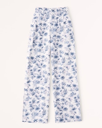 blue patterned Abercrombie linen pants