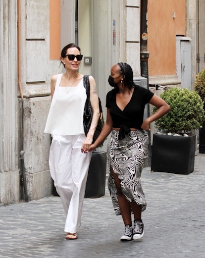 Angelina Jolie and Her Daughter Zahara Go Shopping at Zara in Rome