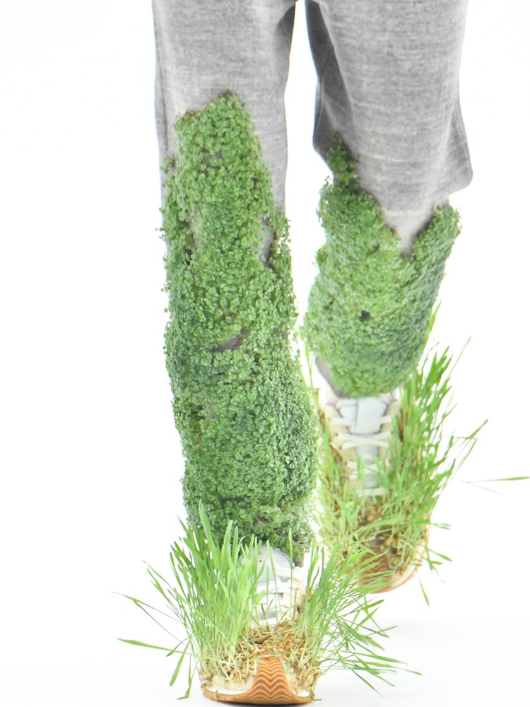Grassy pants and shoes on the Loewe spring 2023 menswear runway