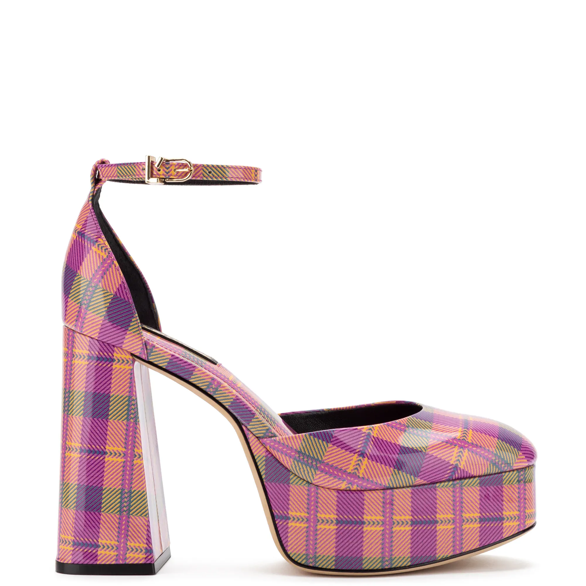 Pink Plaid Tartan Print Women's High Top Shoes