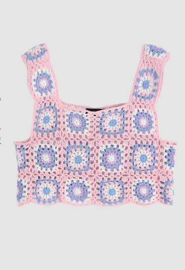 Cider's pink and blue, crochet tank top.
