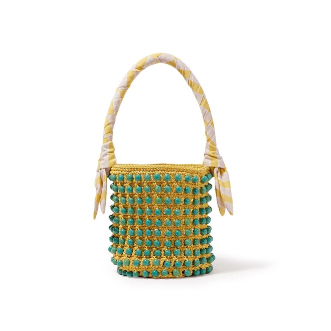 Lele Sadoughi Turquoise Sunflower Beatrix Stone Crochet Bag