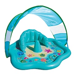 baby splash mat in blue with canopy 