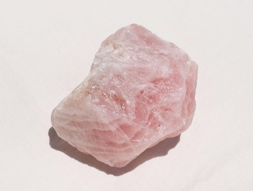 Chunk of raw rose quartz, a crystal for empaths