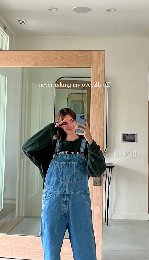 Kendall Jenenr's denim overalls