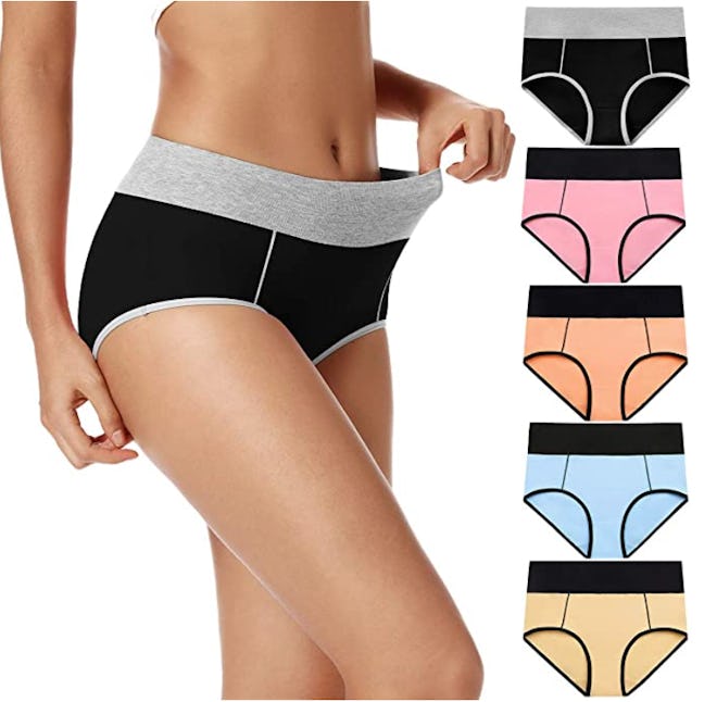 POKARLA High-Waisted Cotton Underwear (5-Pack)