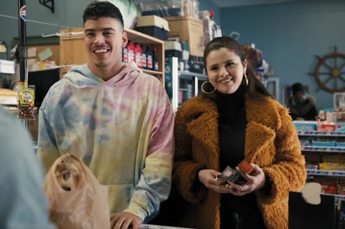 Disney+ 'Only Murders In The Building': Aaron Dominguez as Oscar Torres and Selena Gomez as Mabel Mo...