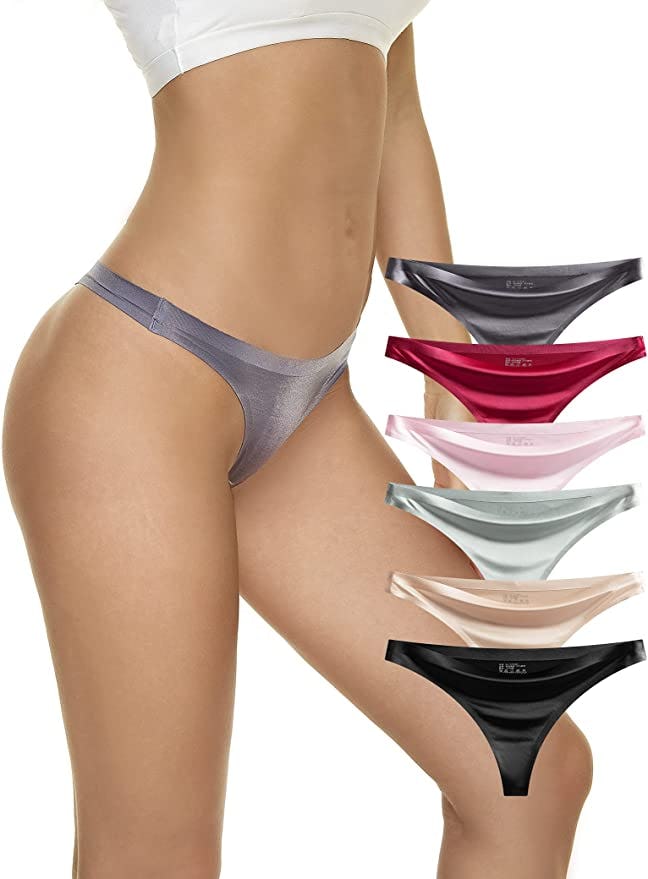 Thonviilane Satin No Show Thongs (6-Pack)