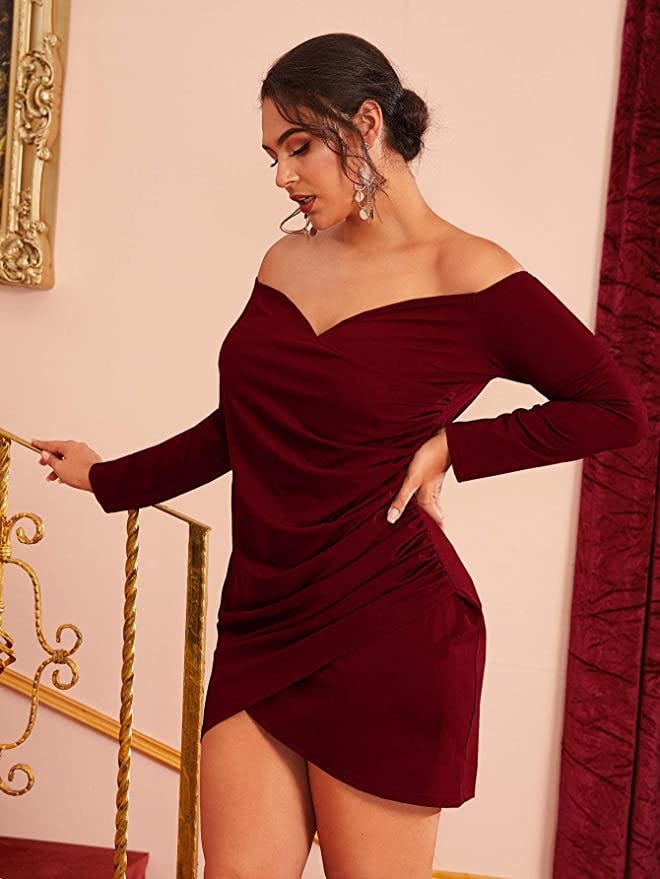 Romwe Off-Shoulder Faux Wrap Dress